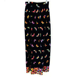 Gisella Heinemann VTG Embroidered Butterflies on Black Velvet Maxi Skirt SZ 8